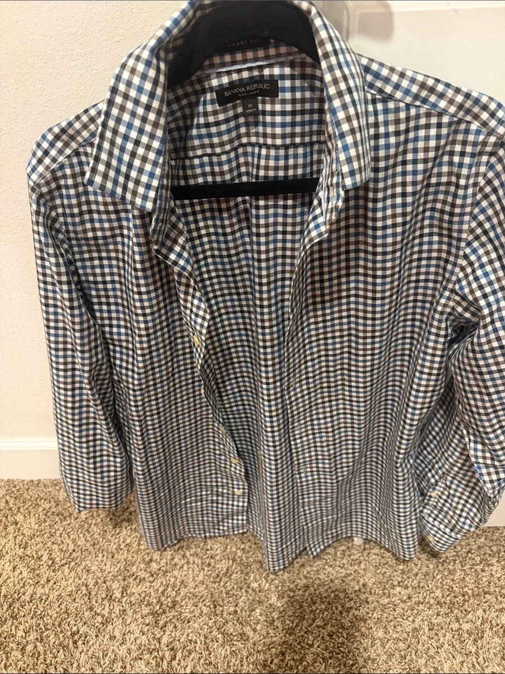 Banana Republic Blue and Brown Check Button-Down Shirt